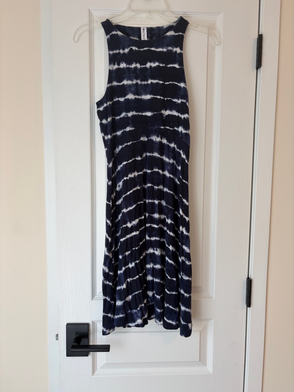 Athleta Navy and White Tie-Dye Dress